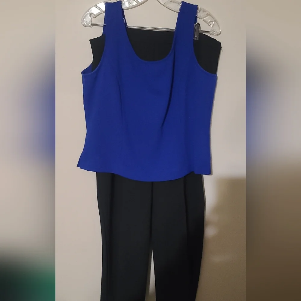 Danny & Nicole Royal Blue and Black Pantsuit Plus Size 14 - Picture 3 of 10
